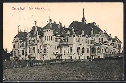 AK Marienbad, Wiese vor Cafe Rübezahl