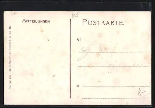 AK Friedland i. B., Ortsansicht mit Flusslauf