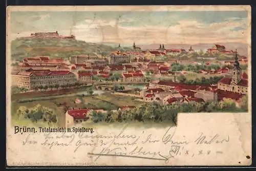 AK Brünn / Brno, Gesamtansicht mit Spielberg