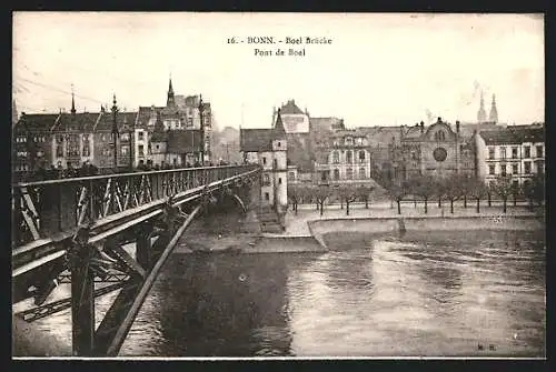 AK Bonn, Boel Brücke, Blick zur Synagoge