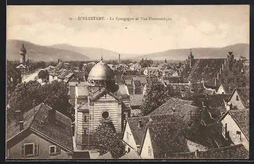 AK Schlestadt, La Synagogue et Vue Panoramique, Synagoge