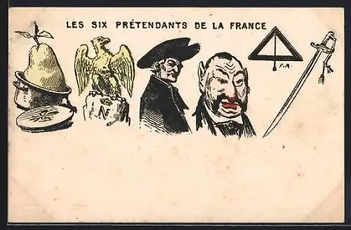 AK Les Six Prétendants de la France, Freimaurer, Jude