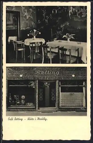 AK Klütz i. Mecklbg., Café Retting, Aussen- und Innenansicht