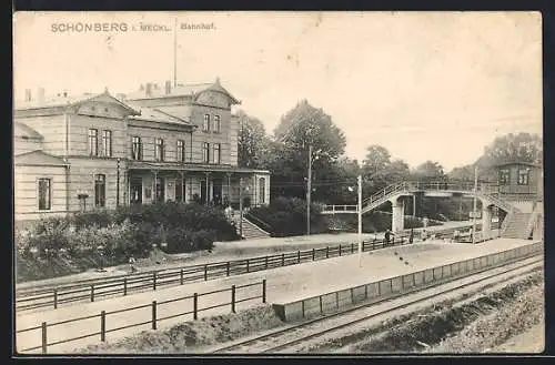 AK Schönberg i. Meckl., Bahnhof mit Bahnsteig