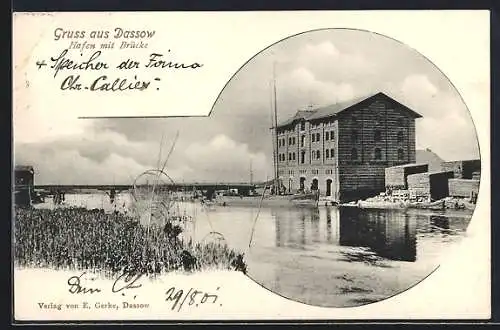 AK Dassow, Hafen mit Brücke