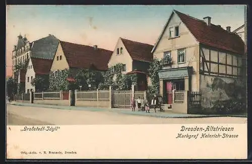 AK Dresden-Altstriesen, Kusches Schuhwaren-Lager, Markgraf-Heinrich-Strasse