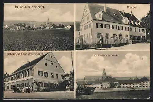 AK Kaisheim, Gasthof von Josef Gampl, Pfarrhof, Zuchthaus und Kirche