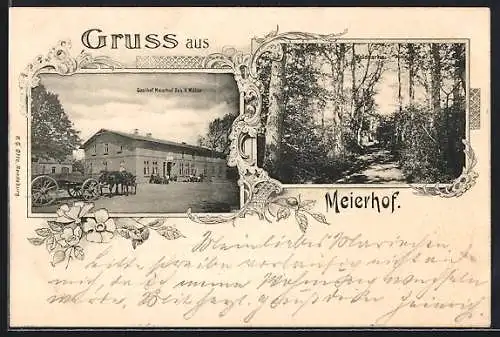 AK Rendsburg, Gasthof Meierhof von H. Möller, Waldpartie