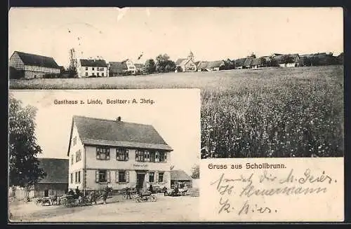 AK Schollbrunn / Eberbach, Gasthaus z. Linde, Bes. A. Ihrig