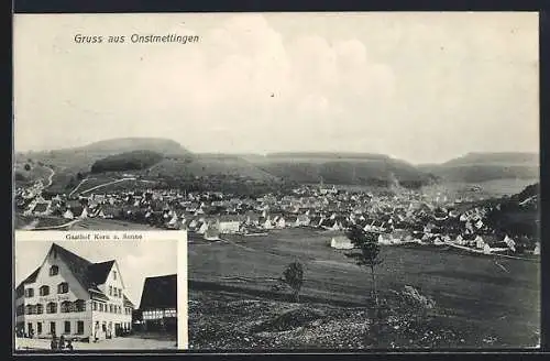 AK Onstmettingen, Gasthof Kern z. Sonne und Blick über den Ort
