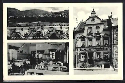 AK Kövenig bei Traben-Trarbach, Gasthof zum Bahnhof, Bes. Anton Martini, Blick von der Terrasse auf Enkirch
