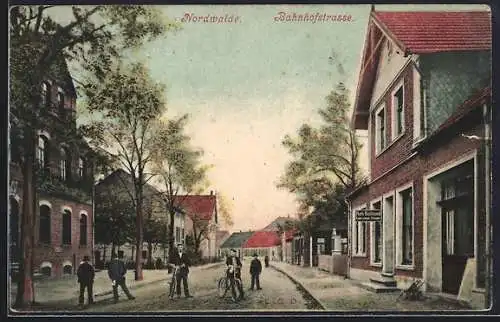AK Nordwalde, Kinder mit Fahrrädern in der Bahnhofstrasse