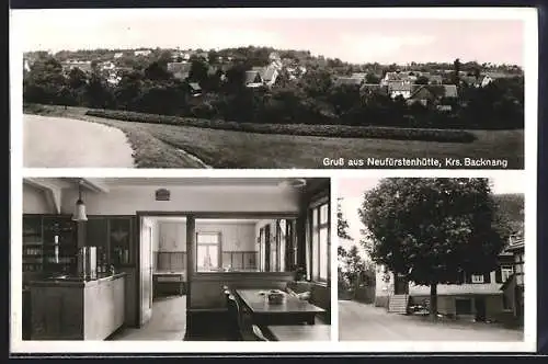 AK Neufürstenhütte, Gasthof u. Metzgerei zum Ochsen von innen und aussen, Bes. Helmut Assenheimer, Ortsansicht