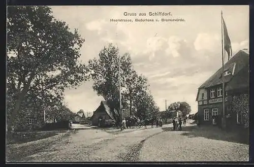 AK Schiffdorf, Gasthof in der Heerstrasse, Bederkesa u. Bremervörde