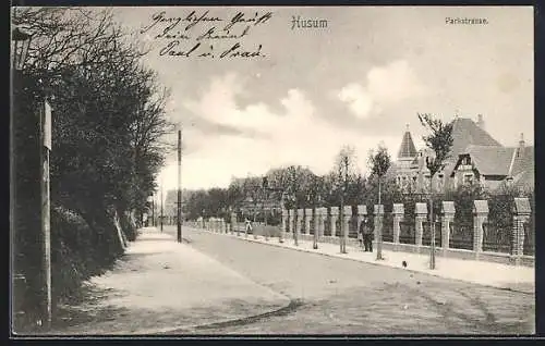 AK Husum / Nordsee, Partie in der Parkstrasse