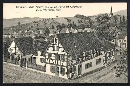 AK Fürth im Odenwald, Gasthaus zum Adler, Inh. Karl Lennert