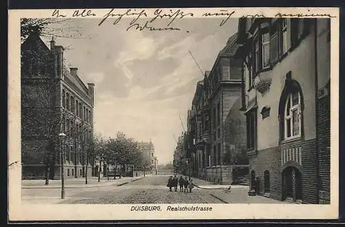 AK Duisburg, Realschulstrasse mit Kindern