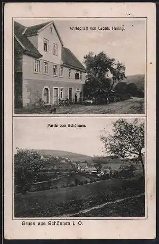 AK Schönnen i. O., Gasthaus von leonh. Hering, Partie von Schönnen