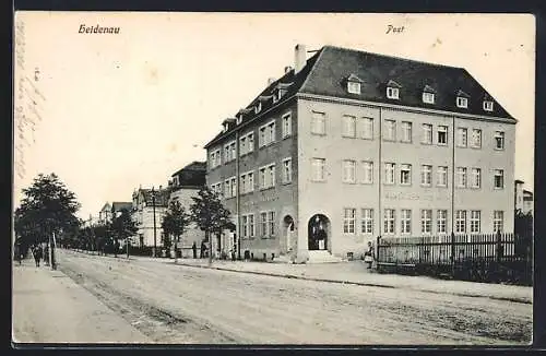 AK Heidenau / Sachsen, Postamt mit Strassenpartie