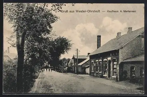 AK Wester-Ohrstedt, Strassenpartie am Kaufhaus A. Martensen