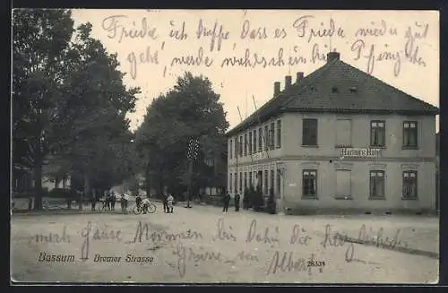 AK Bassum, Bremer Strasse mit Harling`s Hotel