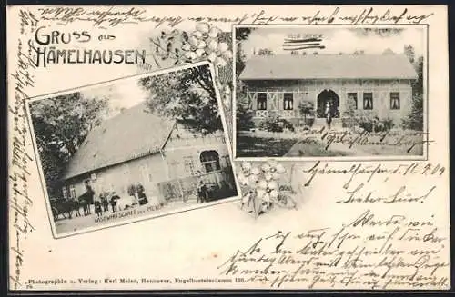 AK Hämelhausen, Gasthaus Meyer, Villa Dreyer mit Garten