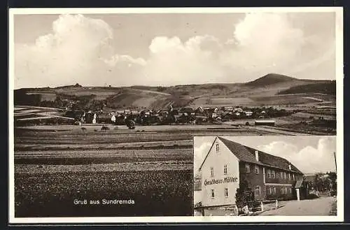 AK Sundremda, Gasthaus Müller und Totalansicht