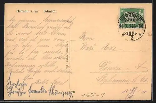 AK Herrnhut i. Sa., Bahnhof mit Strassenpartie
