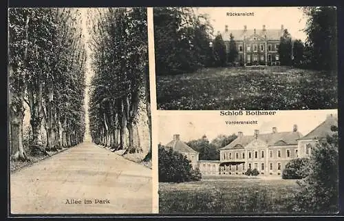 AK Klütz i. M., Schloss Bothmer mit Vorder- und Rückansicht, Allee im Park