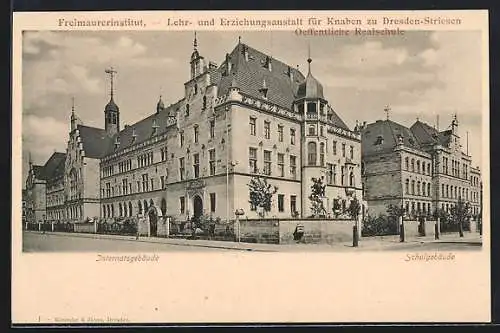 AK Dresden-Striesen, Freimaurerinstitut, Lehr- und Erziehungsanstalt für Knaben