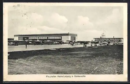 AK Leipzig b. Schkeuditz, Blick auf die Flughafen Halle