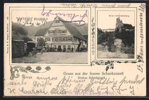 AK Schenkenzell, Gasthaus zur Sonne, Ruine Schenkenburg