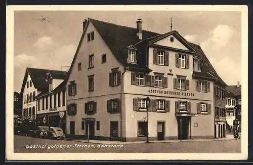 AK Konstanz, Ansicht des Gasthofes goldener Stern mit Strassenpartie