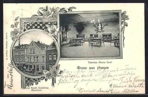 AK Husum / Nordsee, Hotel Stadt Hamburg, Theodor Storm Saal