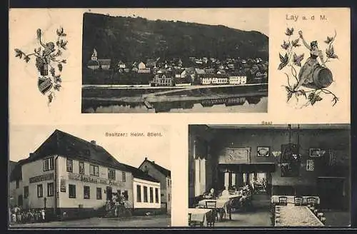 AK Lay / Mosel, Gasthaus zum Anker, Ortsansicht