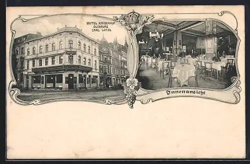 AK Duisburg, Hotel Kaiserhof, Blick in den Speiseraum