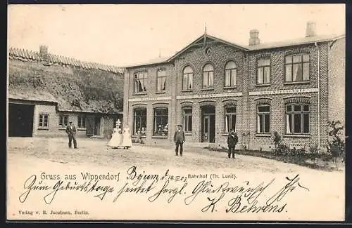 AK Wippendorf, Bahnhof-Gebäude mit Vorplatz