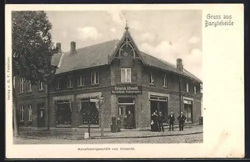 AK Bargteheide, Manufakturgeschäft von Heinrich Alwardt von der Strasse aus