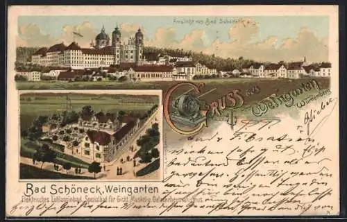 Lithographie Weingarten /Württemberg, Bad Schöneck, Ortsansicht