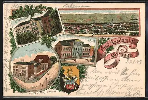 Lithographie Göttingen, Universitäts Bibliothek, Auditorium, Aula