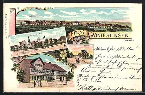 Lithographie Winterlingen /Würtemb., Bäckerei Julius Beck, Wilh. Keinaths Park