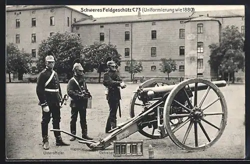 AK Augsburg, 50jähriges Jubiläum des 4. Feld-Artillerie-Regiments König 1909, Schweres Feldgeschütz C73
