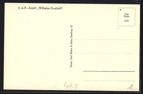 AK K. d. F.-Schiff Wilhelm Gustloff, Unteres Promenadendeck
