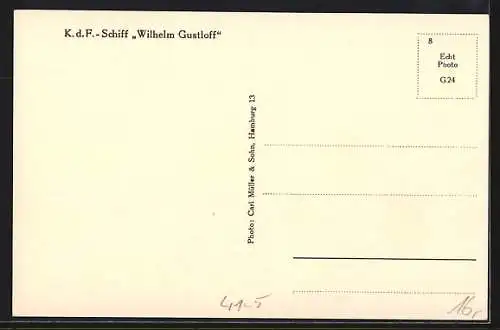 AK K. d. F.-Schiff Wilhelm Gustloff, Musikhalle