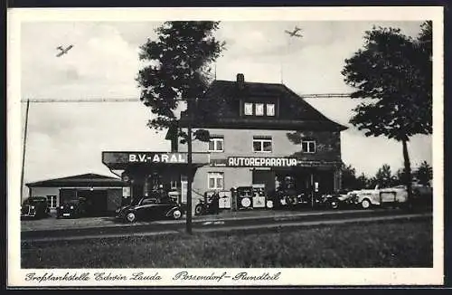 AK Rundteil /Bannewitz, Grosstankstelle von Edwin Lauda mit Autos