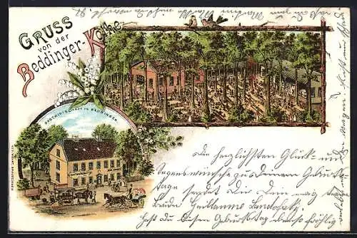 Lithographie Salzgitter, Gasthof Beddinger-Köthe, Bes. Herm. Vahlberg