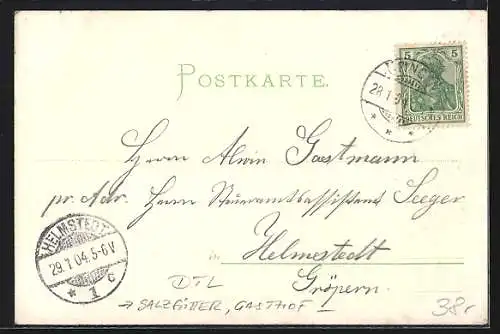 Lithographie Salzgitter, Gasthof Beddinger-Köthe, Bes. Herm. Vahlberg