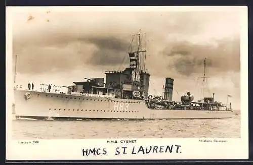AK Kriegsschiff HMS Cygnet auf See