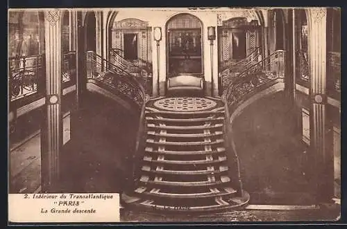 AK Interieur du Transatlantique Paris, La Grande descente