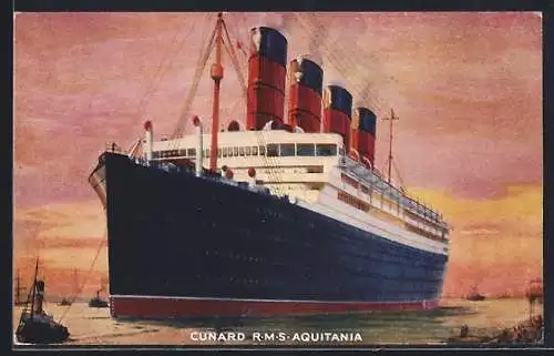 AK Passagierschiff R.M.S. Aquitania im Hafen